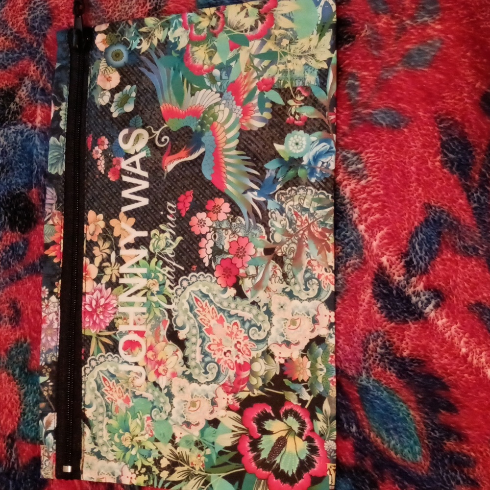 Johnny Was Dreamer Print Nylon Zipper Makeup Pouch
